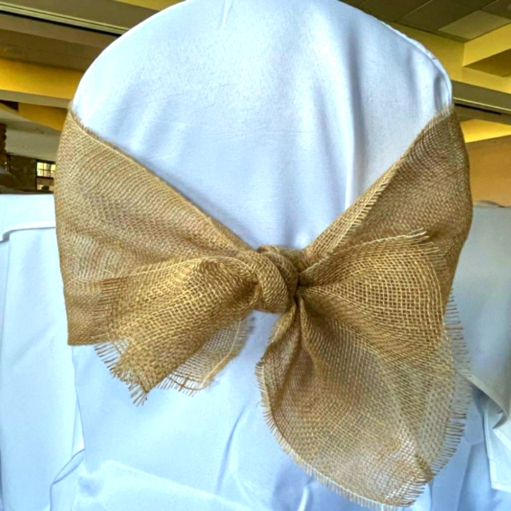 Burlap chair party sashes count of 100